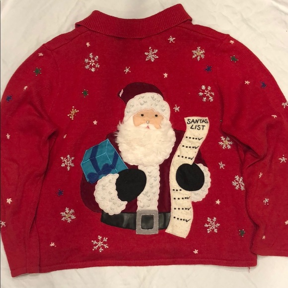 🎄UGLY CHRISTMAS Sweater Zip Up Size Large - Picture 1 of 6